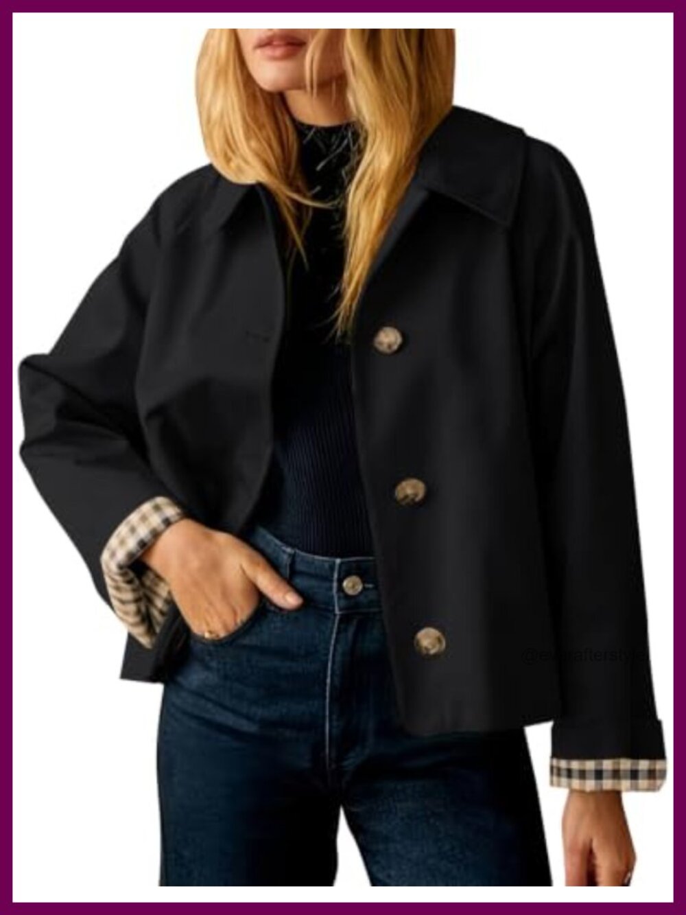 Womens Cropped Trench Coat Oversized Casual Fall Jacket